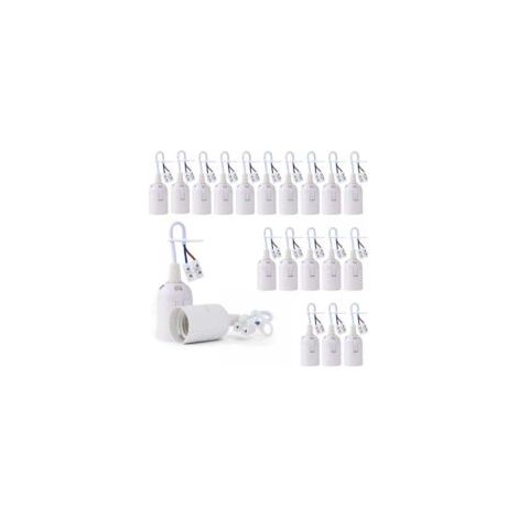 20 Pièces Douille de Lampe E27 Support Ampoule avec Testeur de Phase, Base de Lumière Douille de Suspension Douille de Chantier Rénovation Douille de Rechange Douille de Bâtiment avec Câ (1/5)