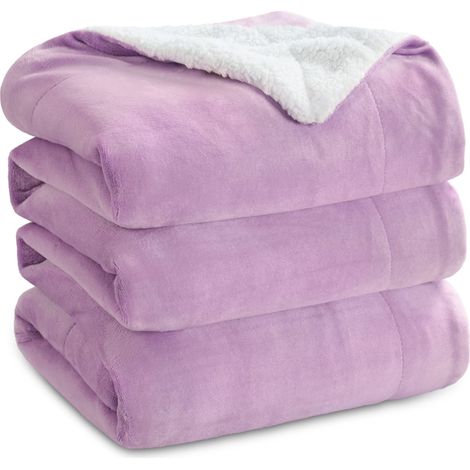 Plaid Polaire Sherpa Couverture - Violet Vlair, 220x240 cm Plaid Canape Grande Taille, Douce et Chaude Double Face avec Fourrure d'agneau et Tissu Polaire pour Canapé et Lit, Épais (1/5)