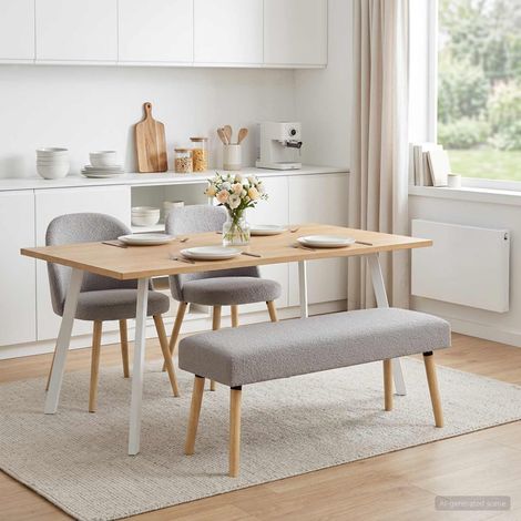 vidaXL banc Uni Gris clair 110 x 40 x 46 cm Bouclé (1/5)
