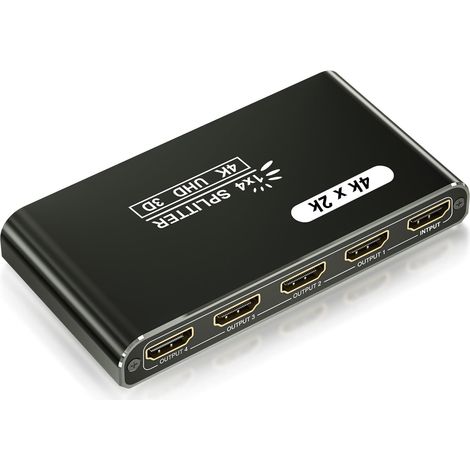 Répartiteur HDMI 1 en 4 Sorties - 4K/30Hz - avec 4 Ports - Sortie HDMI 4 Voies - 1 x 4 - Duplicateur d'écran HDM-I - Prise en Charge 3D UHD 1080P - pour PC, PS4, câble FireStick (1/5)
