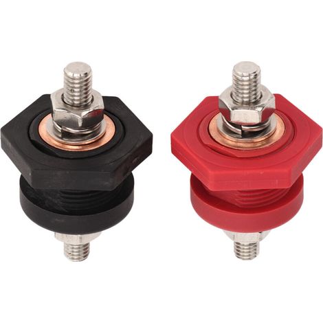 SJLERST Connecteurs de bornes de batterie à panneau traversant, 1 paire, 3/8 pouces, noir, rouge, 440A, goujon de jonction positif et négatif, pour voiture et bateau