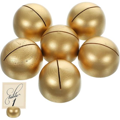Lot de 6 porte-noms de table en bois pour mariage, en forme de demi-sphère.-4.80X4.80X3.00CM-Golden