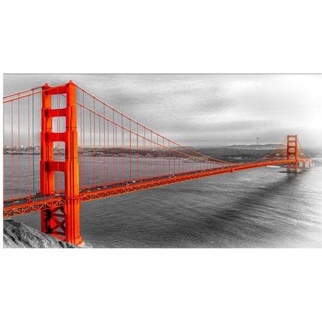 Lupia Quadro Moderno, Vetro Acrilico Plexy, Facile da appendere, da parete, stampa con Colori intensi, prodotto in Italia, 100x180 cm GOLDEN GATE (1/4)