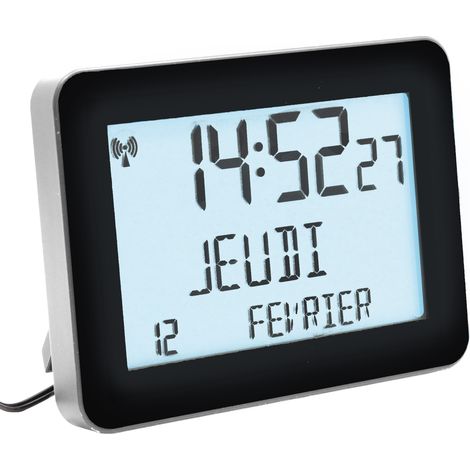 Horloge Digitale Radiopilotée FISHTEC Noir Date (1/5)
