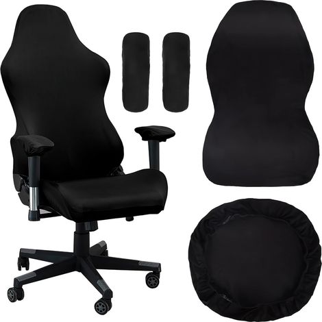 Gaming chair cover with armrests, black, elastic, washable, for gaming chair, computer chair, swivel chair (1/5)