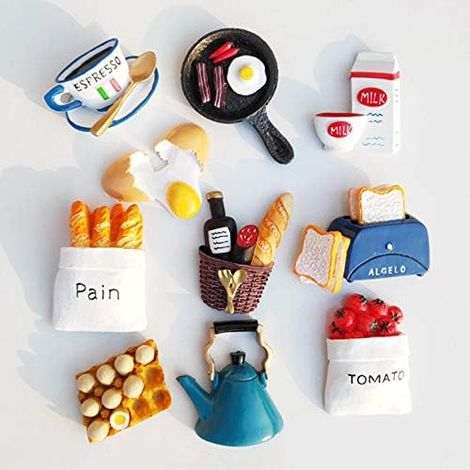 Fridge Magnets - 10 Pcs 3D Resin Food Shape Refrigerator Magnets - For Fridge Door Cabinet Locker Magnetic Surface - Set (1/5)