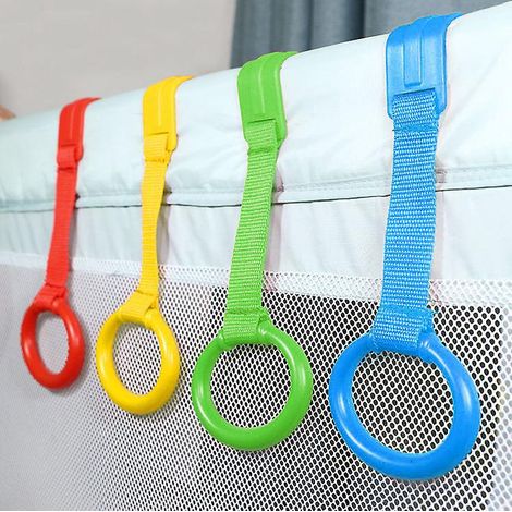 4 Bb Lit Anneaux Anneaux Pour Lit Bb Et Parc Grand Anneaux Pour L'entranement De L'quilibre, Idaux Pour Aider Le Bb Se Lever Du Berceau Couleurs (1/5)