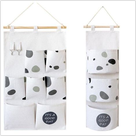 Sac de rangement suspendu, sac de rangement mural en tissu, sac de rangement de placard en tissu, sac de rangement de chambre, sac de rangement mural en coton et lin (1/4)