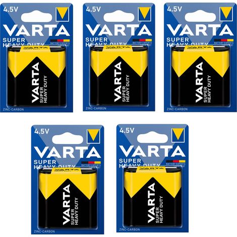 Pile plate zinc-carbone Varta SHD 4,5 V pour horloges et lampes torches (x5) (1/3)