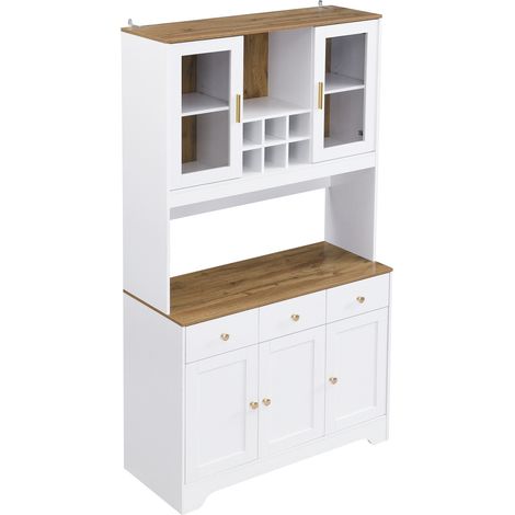 Aparador alto de MDF blanco con efecto madera 94,5 x 30 x 175,5 cm (1/5)