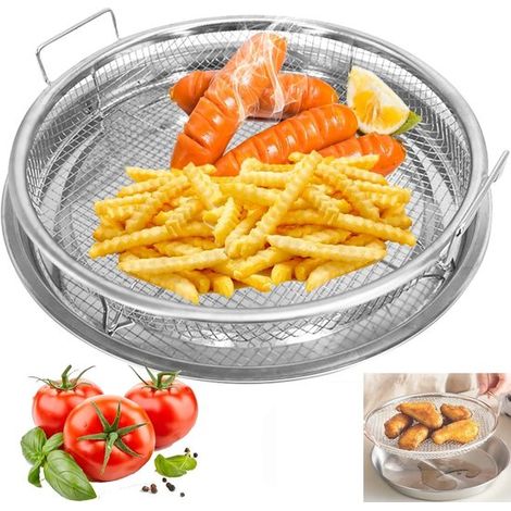 Panier pour friteuse à air chaud, lot de 2, 26 cm, insert filtre à huile, plateau de cuisson pour friteuses à air chaud à convection, insert filtre en acier inoxydable, bac récupérateur de graisse (1/5)