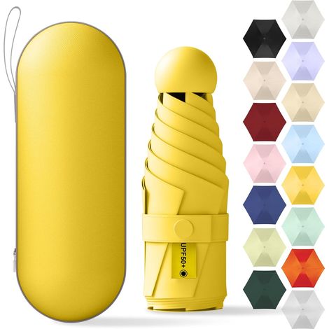 Parapluie de poche enfant, boîte rangement incluse, protection UV, 6 os, résistant aux tempêtes, design ultra portable. (1/5)