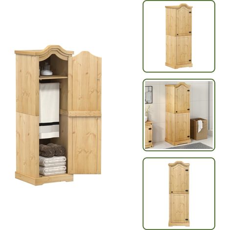 The Living Store Garde-robe Corona 55x52x170 cm bois de pin massif - Armoire Bois - Placard Bois - Dressing Bois - Meuble Rangement - Armoire Grande Capacité (1/5)