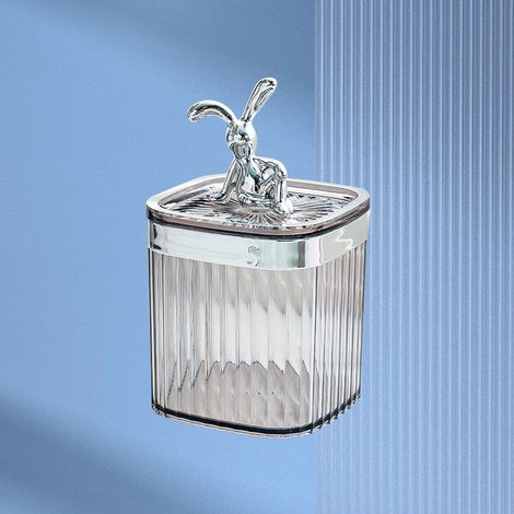 Porte-Cure-Dents Transparent Grande Capacité Décor Lapin - Boîte de Rangement Organisation Multifonction Anti-Poussière pour Maison Restaurant Gris (1/5)