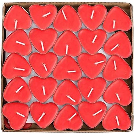 Bougie Parfumée - Forme De Cœur - Pour Fête D'Anniversaire Ou Décoration Intérieure - Lot De 50 Pièces - Rouge (1/5)