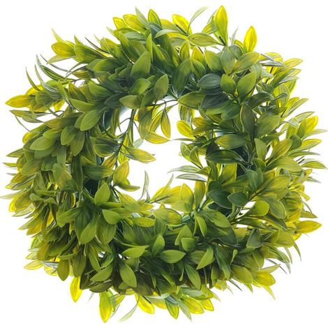 Ghirlanda artificiale di bosso verde per porte primaverili, 30 cm (1/3)