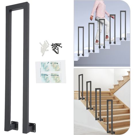 1xMain courante latérale en forme de N, hauteur 85 cm. Main courante latérale pour escalier, garde-corps, balustrade décorative, barrière anti-chute. Convient aux escaliers et aux piscines extérieures (1/5)