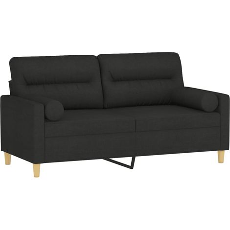 Sofá de 2 plazas con cojines tela negro 140 cm vidaXL
