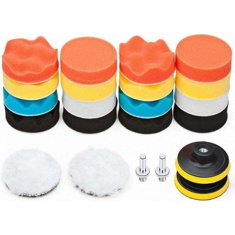 22 Pièces 80mm Polissage Pad Éponge de Polissage Éponge Polir Kit pour avec M10 Foret pour Perceuse Tampon de Polissage en Laine pour Polissage de Voiture Meulage Cirage (1/4)