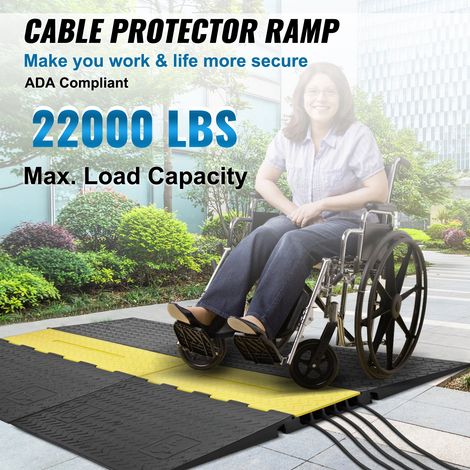Rampe Protection Câble à 5 Canaux Passage de Câble au Sol Caoutchouc 114,5x80x5 cm Passe Câble Ralentisseur Charge 10000 kg avec Co… (1/5)