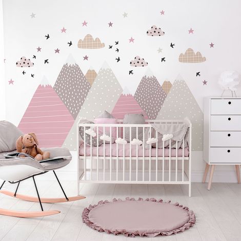Stickers muraux enfants - Décoration chambre bébé - Autocollant Sticker mural géant enfant montagnes scandinaves JENIKA - 50x75cm (1/5)