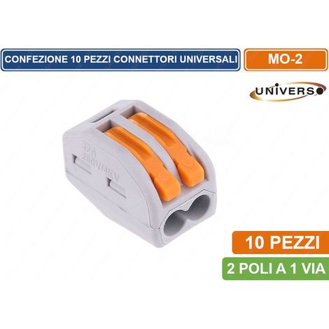 CONFEZIONE CON 10 CONNETTORI UNIVERSALI 2 POLI A 1 VIA - SKU MO-2 (1/2)