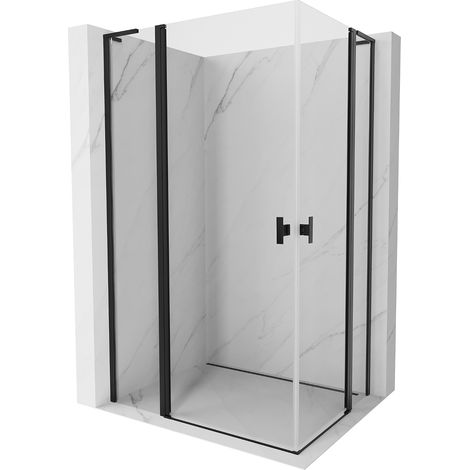 Mexen Mist L Duo Duschkabine schwenkbar 115 x 100 cm, transparent, schwarz - 8A4L-115-100-70-00 (1/5)