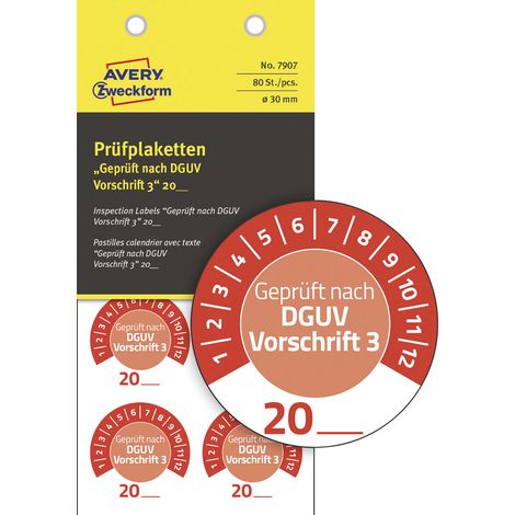 Avery-Zweckform 7907 Prüfplakette 20XX Rot (Ø) 30 mm 30 mm 80 St. (1/5)