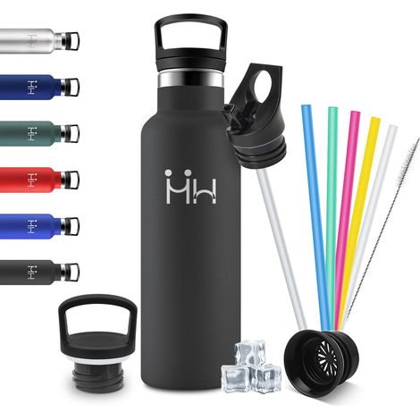 Gourde Inox Enfant 500ml, Gourde Acier Inoxydable, Isolation À Double Paroi Sous Vide, Étanche et Réutilisable, Bouteille d'eau avec Paille, sans BPA, pour Adulte, l'école, Randonnée, Enfant (1/5)