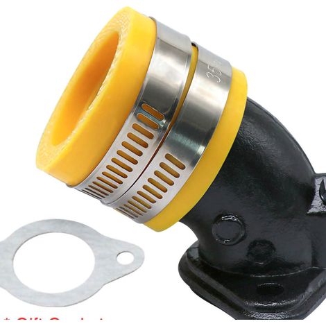 Raccord Admission Carburateur Connecteur Adaptateur Moto Jaune, Manchon Interface Carbu 50-125cc, Kit Fixation Joint (1/4)