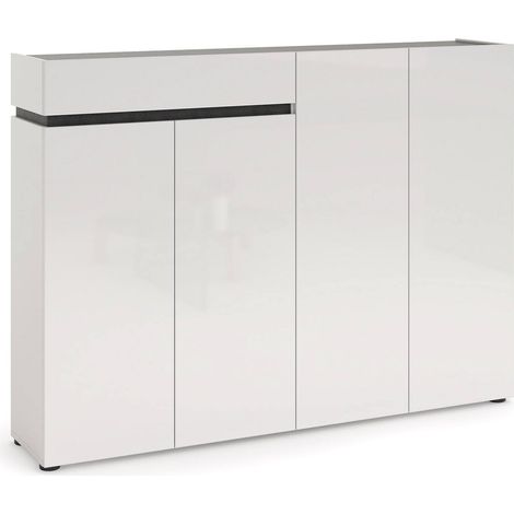 Scarpiera Speranza, Mobile Portascarpe un Cassetto, 10 Ripiani Made in Italy, 34x160x115h cm Bianco Lucido (1/4)