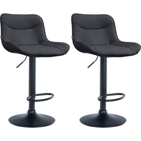 Juego de 2 taburetes de bar x1 con costuras decorativas en PVC negro Pie de trompeta de metal negro 100004453 (1/5)