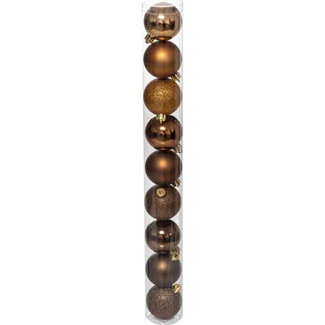 Lot de 9 Boules de Noël "Colorama" 6cm Bronze