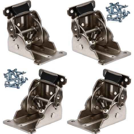 4 Charnière Pliante Autobloquante de 90 Degrés, Support Pied de Table Rabattable, Quincaillerie de Charnière Autobloquante, Pied de Table Pliable avec Vis pour Connecteur D'accessoires de Meubles (B)