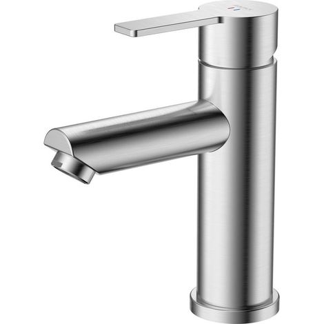 1 Robinet lavabo sur pied,Acier inoxydable brossé,Commande monocommande,céramique 35 mm,Salle de bain (1/2)