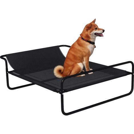 Cama para perros, tejido transpirable, estructura de acero resistente, color negro, 106 x 81 x 33 cm (1/5)
