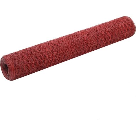 Clôture en fil d'acier avec revêtement PVC, 25 x 1 m, rouge