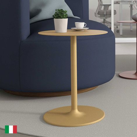 Tavolino Caffe Rotondo L 40x50 h Made in Italy - Stilo  Giallo oro (1/5)