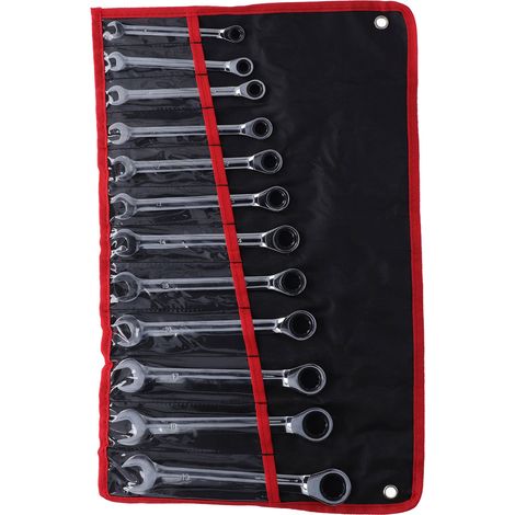 Clé à cliquet réversible à tête fixe, jeu de clés mixtes en acier au vanadium chromé, outillage à main 8-19 mm (1/5)