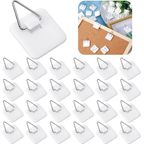 Packung mit 25 selbstklebenden Schaumstoffplatten-Fotohaken, keine Nägel erforderlich, zur Wanddekoration, für Bilderrahmen, Badezimmer, Schränke (quadratisch) (1/5)