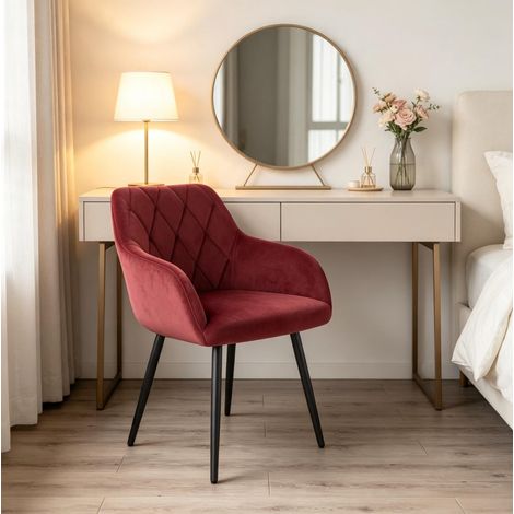 Silla de comedor de terciopelo rojo 44,5 x 46,5 x 79 cm FloraGrace (1/5)