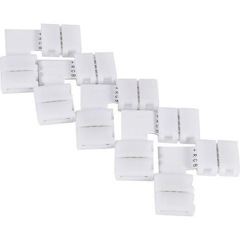 Lot de 5 connecteurs d'angle en L 4 broches 10 mm sans soudure pour bande LED RGB 5050