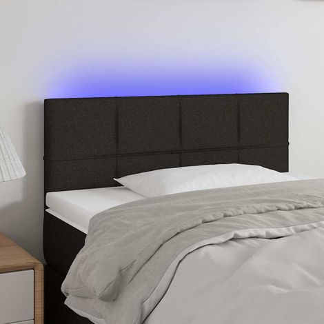 Tête de lit à LED noire réglable avec bande lumineuse 100 x 5 x 78/88 cm en tissu, 6.48kg - PANGIVO (1/5)