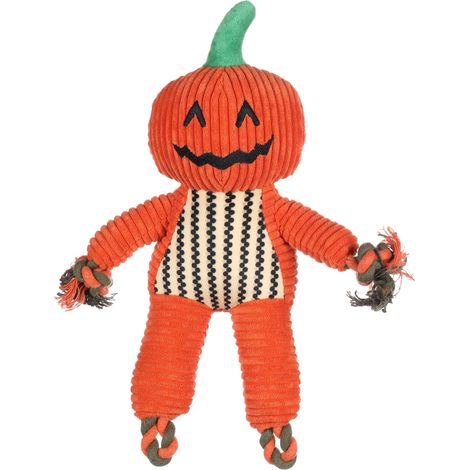 Jouet Chien - Halloween Citrouille Orange - Peluche avec Finition Velours côtelé - avec Squeaker - pour Plus de Plaisir de Jeu - Orange - 29 x 10 x 33 cm