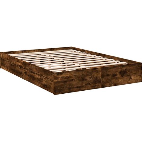 Cama con cajones madera de ingeniería roble ahumado 160x200 cm vidaXL