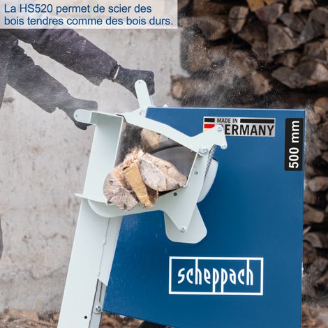 Scheppach Scie à bûches HS720 - Scie à bascule pour bois de chauffage - Lame de Ø700mm - Puissance de 3000W - Raccordement 230V - Made in Germany - Coupe réversible 250mm - Pour Bûches 370 x 240mm — vue 3