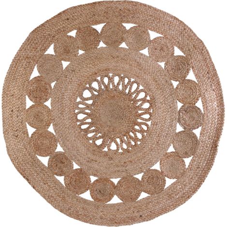 Tapis rond 90 cm ajouré en jute collection NÎMES coloris beige (1/5)