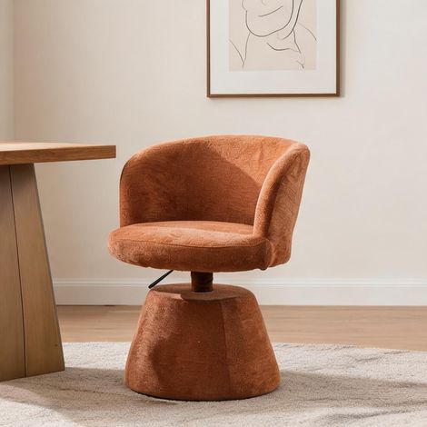 Tabouret de bar réglable en chenille orange 57,5 x 60 x 92,5 cm (1/5)