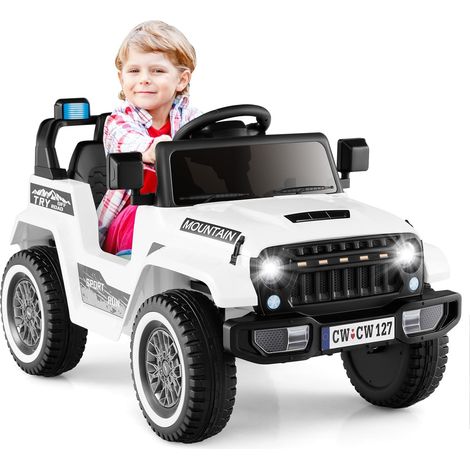 GOPLUS Voiture Electrique Enfants 1-2 Places 12V, 4x4 Electrique Enfants avec Télécommande 2,4G, Lumières, 3 2/3,5/5KM/H, Mode Musique, Charge 30KG,Jouet pour Garçons et Filles 3 Ans (Blanc) (1/5)