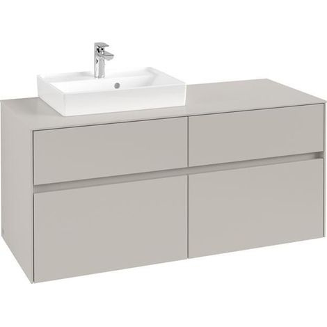Meuble vasque VB WBUS Collaro C071 1200x548x500mm, 4 tiroirs, vasque à gauche, Gris clair